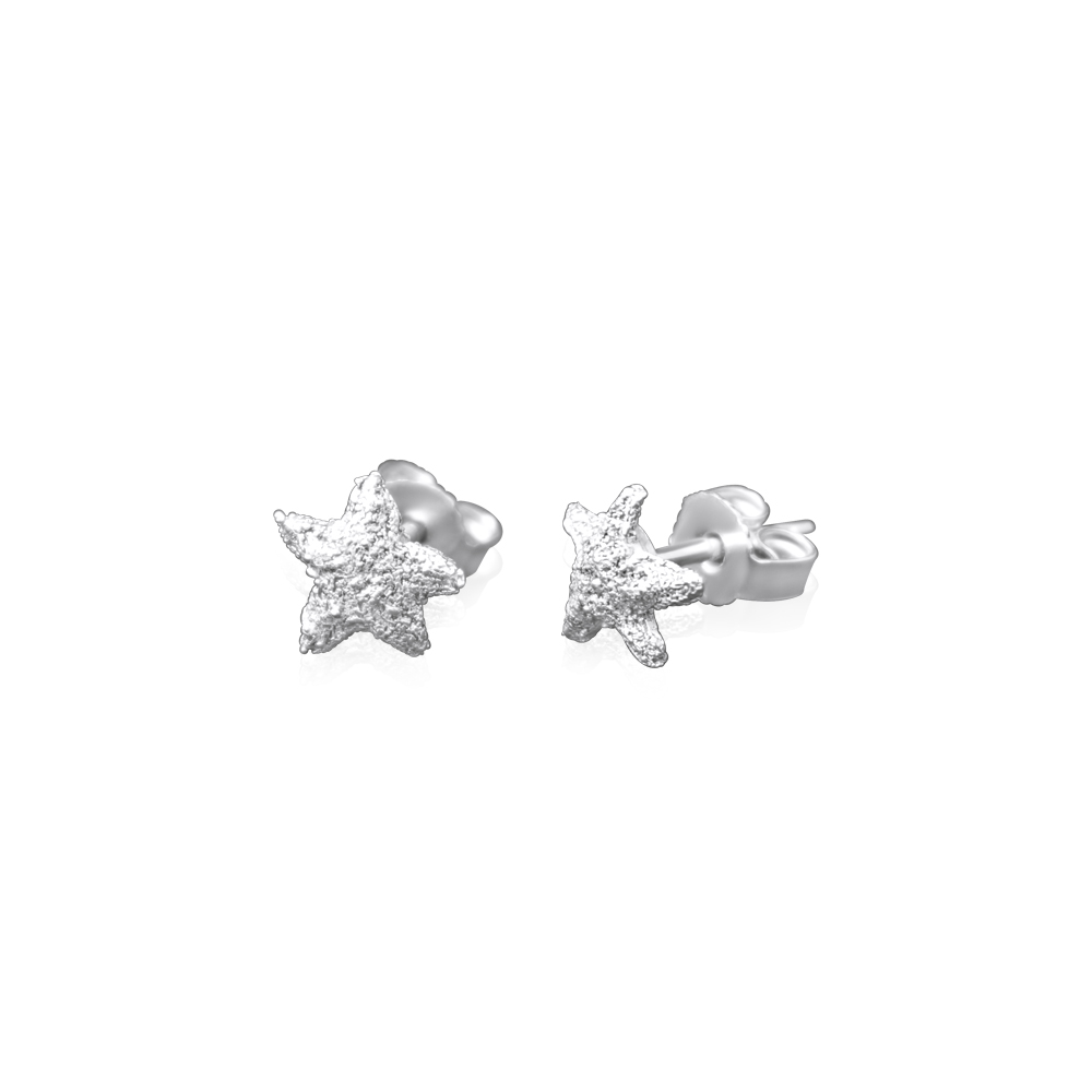 Sea star studs: sterling silver organic cast