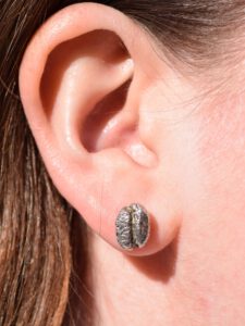 silver coffee beans studs