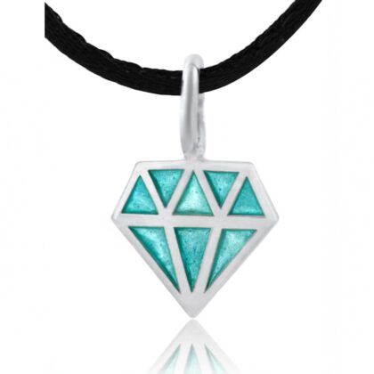 a sterling silver and enamel pendant in the form of a diamond