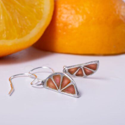 orange enamel earrings