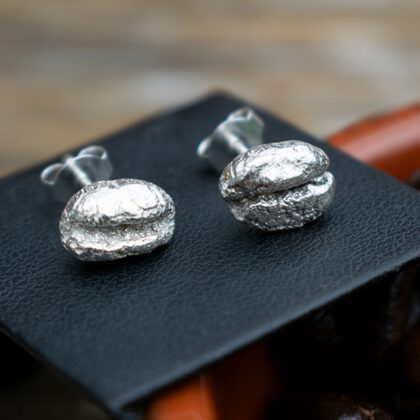 Real coffee beans studs