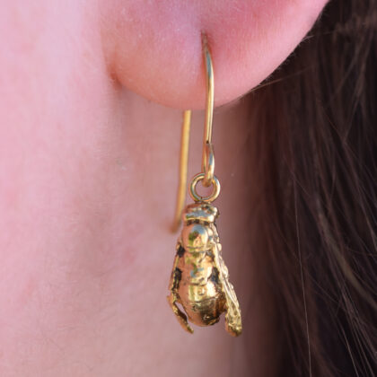 Real wasp earrings - gold vermeil